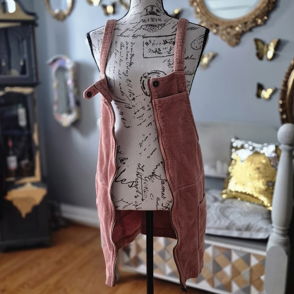 Forever 21 90s-Vibe Blush Corduroy Zip-Up Dress Medium - Picture 6 of 10